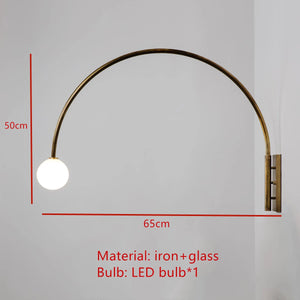 Curved LED wall light gold metal g9