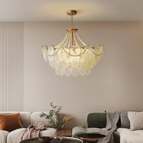 suspension moderne en verre clair style français luxe