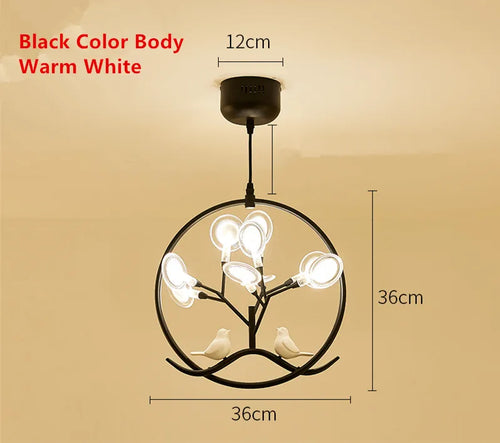 lustre design nordique cage à oiseaux branche d'arbre halo - vue 12 sur 12