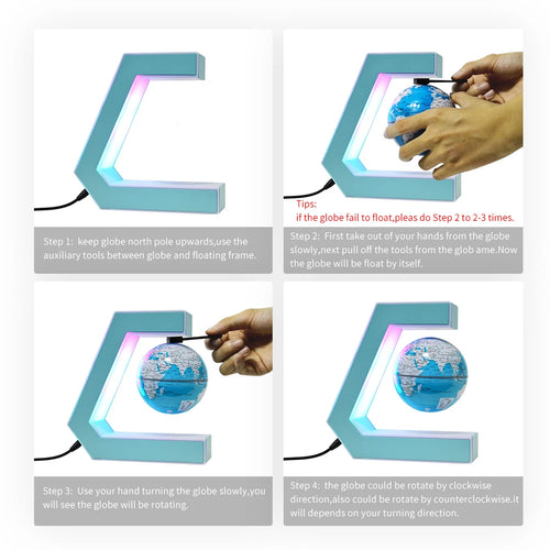 Magnetic Levitating Globe Frame with LED Light Cool Tech Decor Birthday Christmas Gift for Men Boys Boyfriend,Office Desk Gadget - vue 6 sur 7