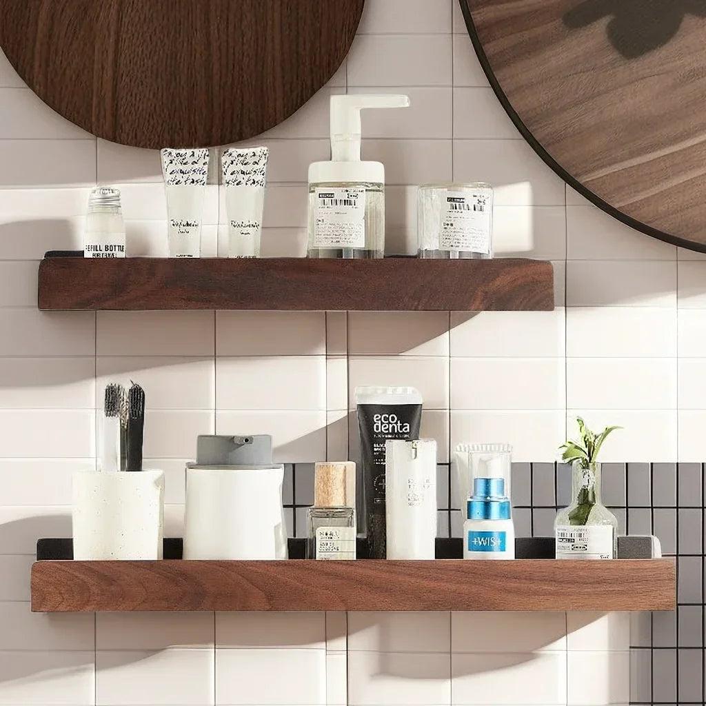 étagère murale en bois massif pour rangement pratique sans perforation