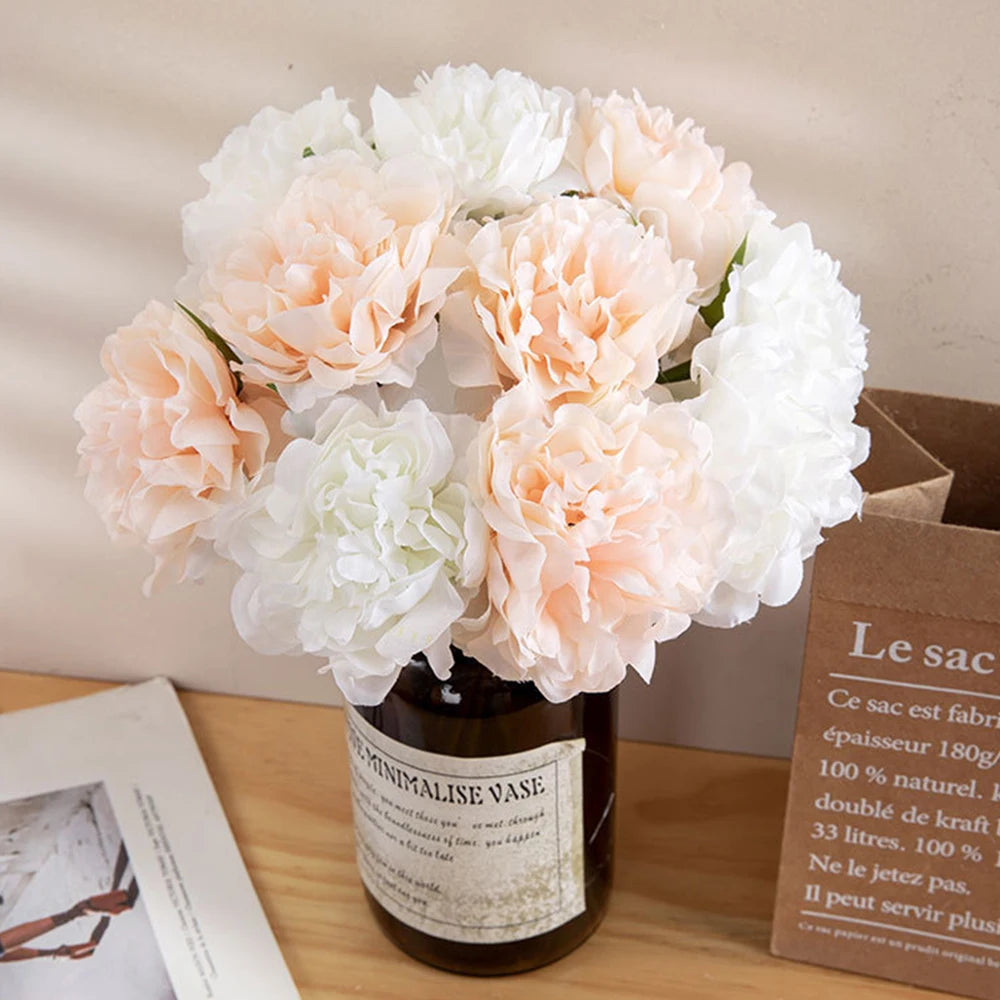 lot de 5 pivoines artificielles pour décorations élégantes et mariage - vue 3 sur 12