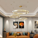 lustre moderne en cristal rond à led avec intensité variable
