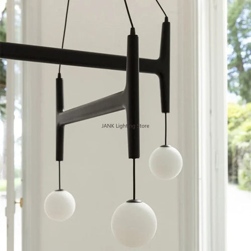 Italian Porada ASTRA wooden pendant light retro multi-head minimalist restaurant living room LED chandelier indoor lamp - vue 7 sur 9