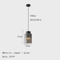 suspension nordique en verre transparent et laiton fil réglable