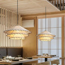 suspension Tissu nordique LED lumière Wabi Sabi pour salon décoration de la maison chambre créative coton lin chapeau