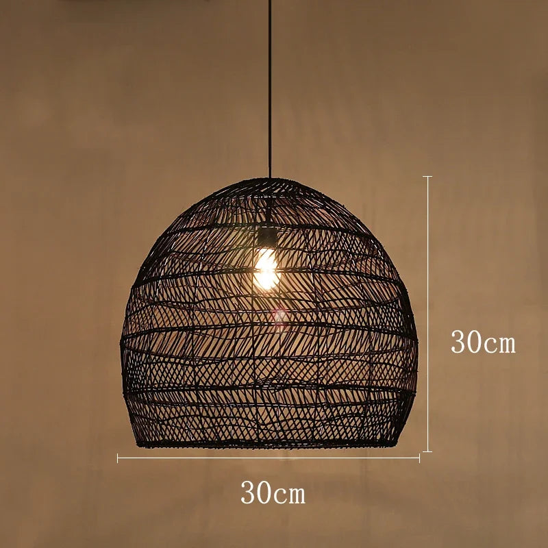 Handmade vintage rattan pendant light for interior decoration