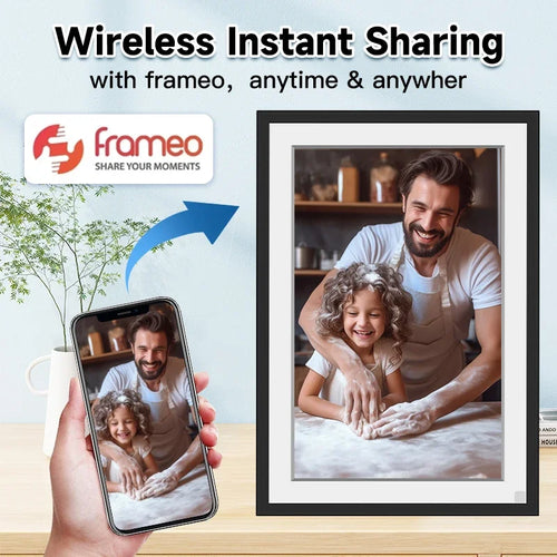 Frameo 10.1 Inch WiFi Digital Picture Frame，1280 * 800IPS HD Cloud Smart Digital Photo Frame,32GB Storage, Wall Mountable, Auto- - vue 7 sur 8