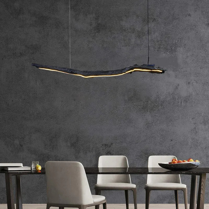 Personnalité nordique LED bandes lumineuses noir Restaurant Wabi-sabi lustre bureau chambre café salle d'exposition lampes suspendues