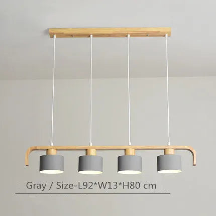 Suspension nordiques abat-jour en métal Led en bois décor à la maison lampe suspendue Restaurant café intérieur créativité lustres luminaires - vue 14 sur 16