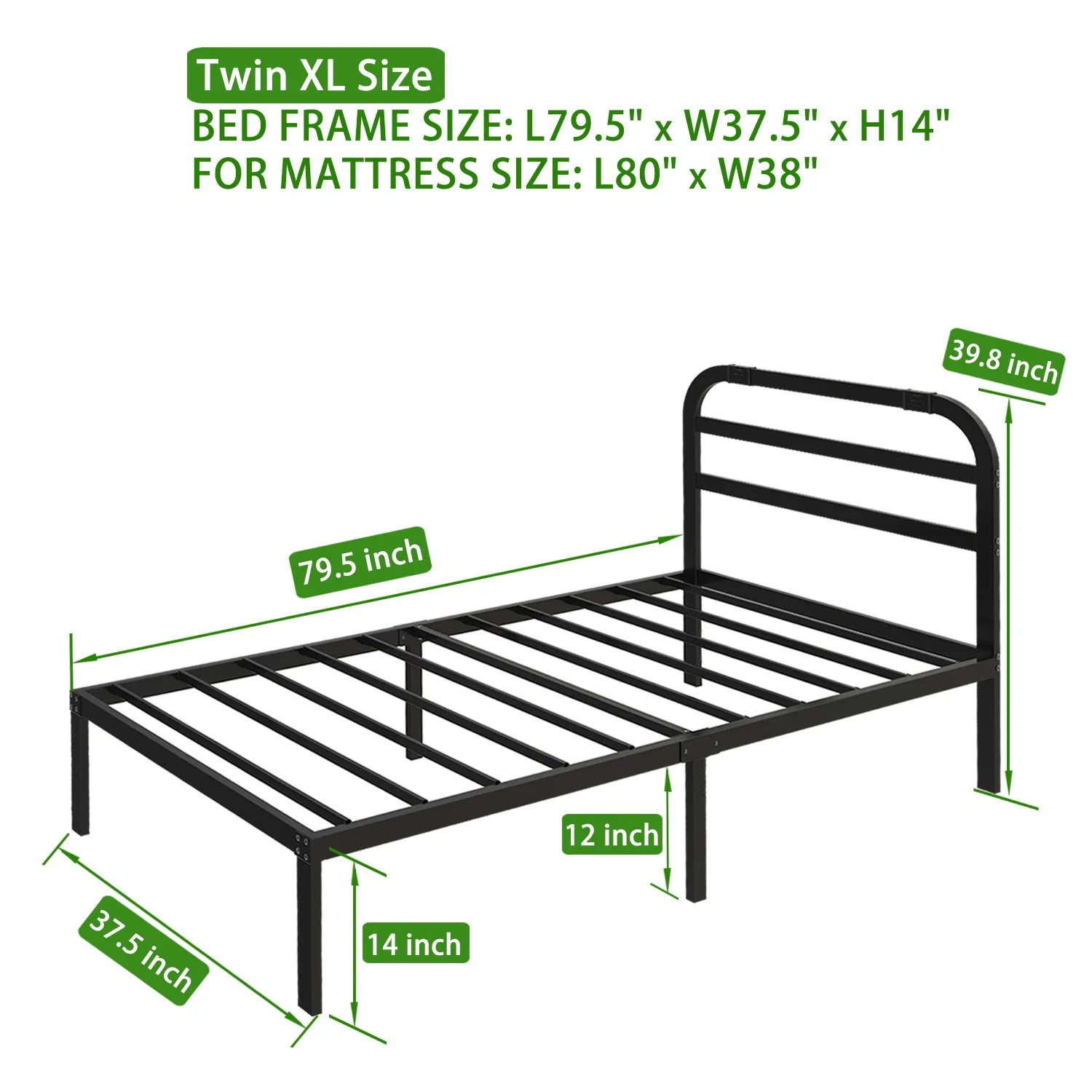 DDPNKL Heavy Duty Metal Bed Frame with Headboard, 3500 lbs Max Weight Capacity Metal Platform, Easy Assembly Mattress Foundation