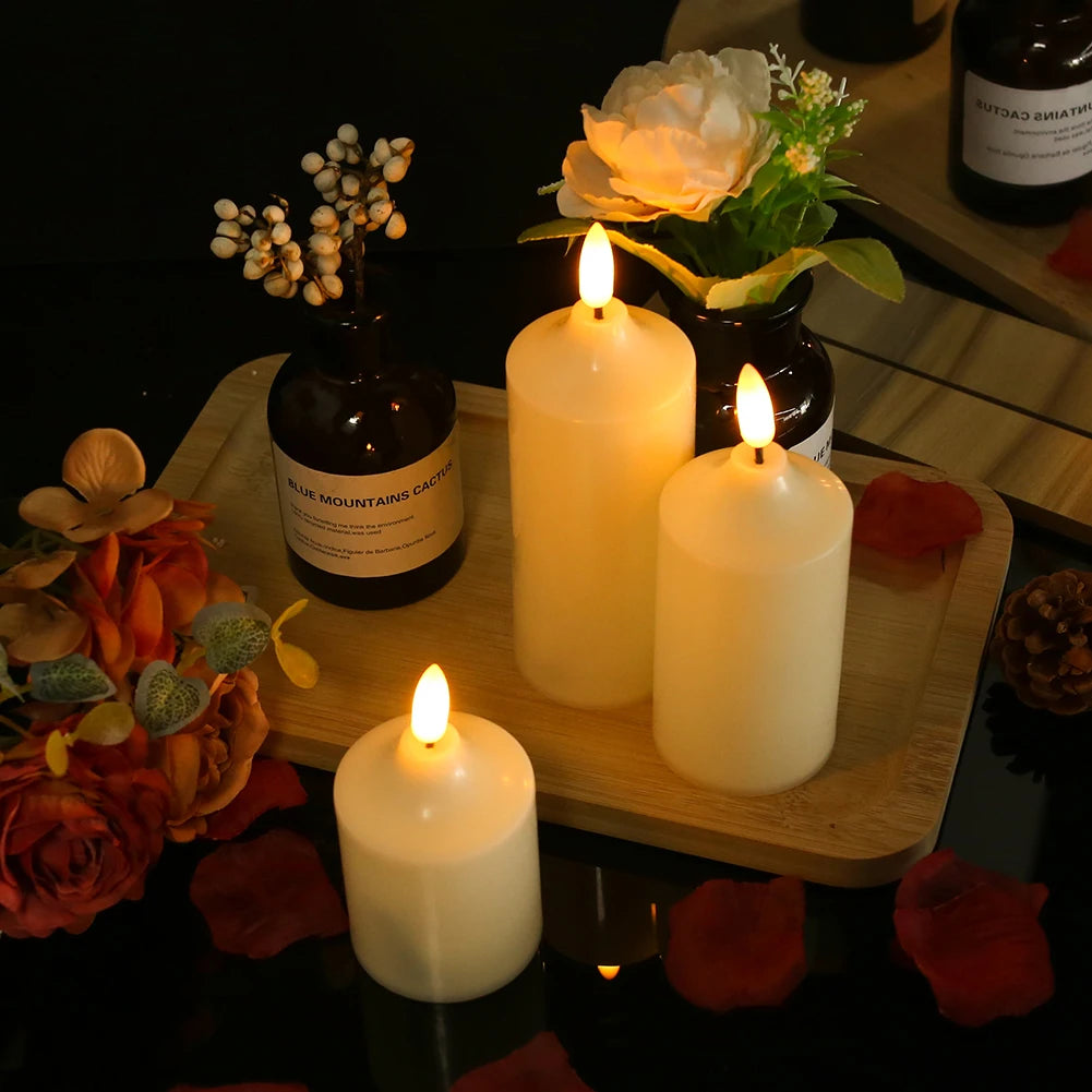 lot de 3 bougies led sans flamme avec minuterie à distance - vue 6 sur 7