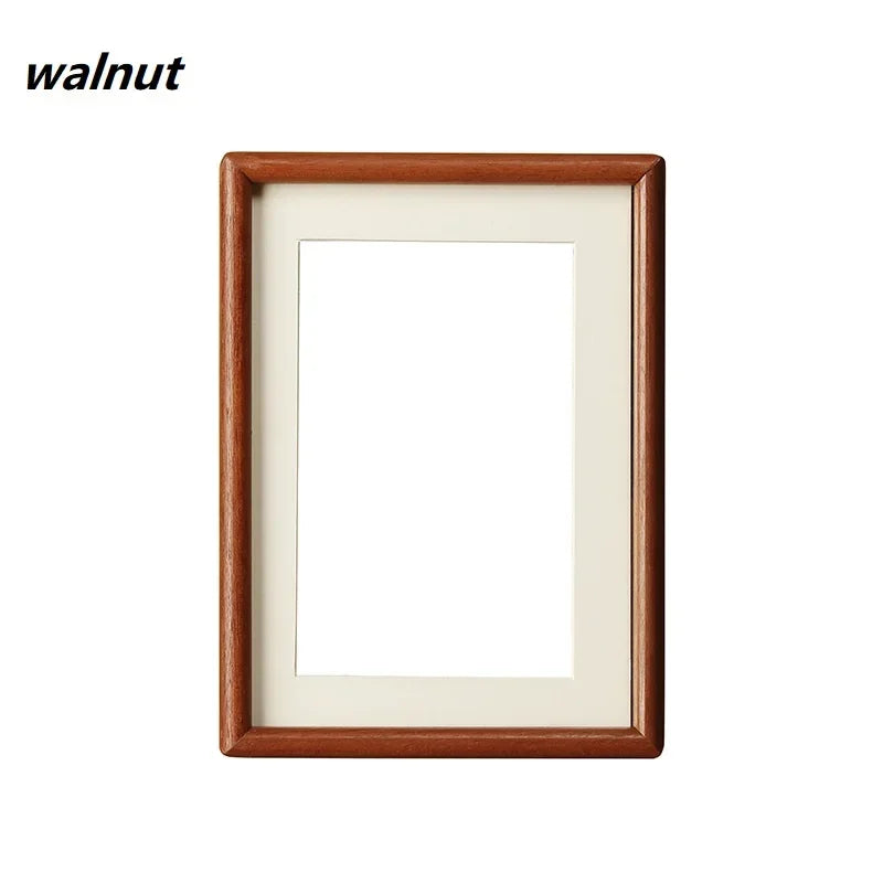 Solid Wood Round Corner Picture Frame, Walnut and Golden Sandalwood, Minimalist Design, Tabletop, Home Decor - vue 6 sur 17