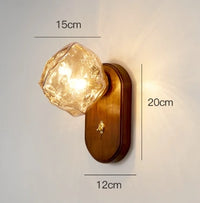 Japanese ice cube design wooden wall light for minimalist decor