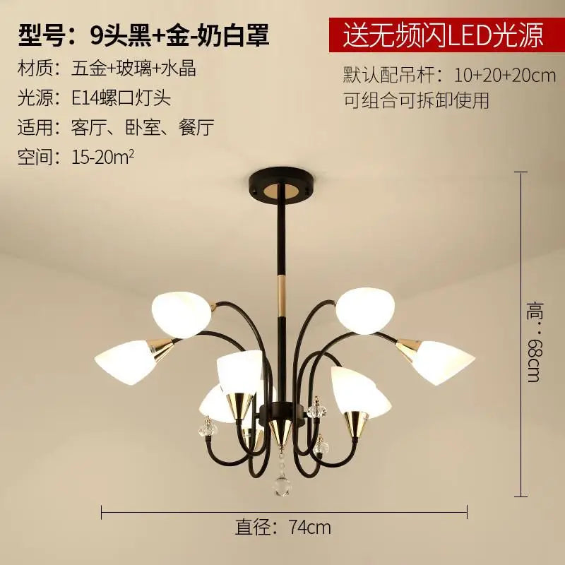 lustre en cristal moderne en cuivre pour éclairage intérieur - vue 9 sur 14