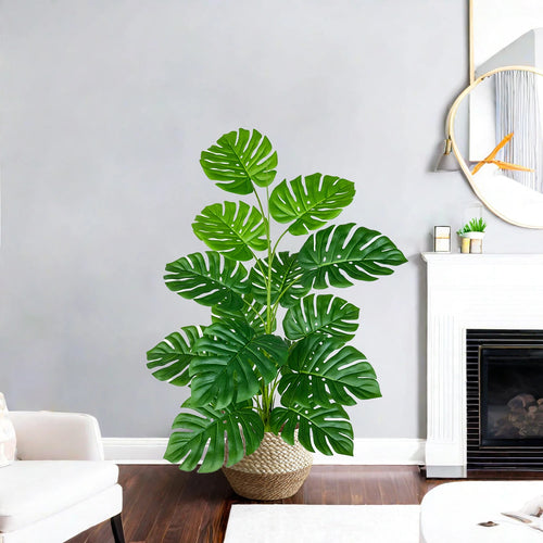 Artificial monstera plant with realistic leaves for indoor decoration - vue 7 sur 29