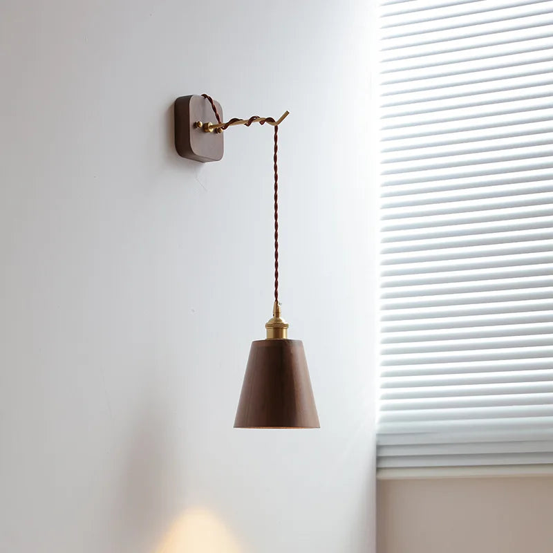 applique murale led moderne en bois de noyer nordique wabi-sabi - vue 4 sur 21