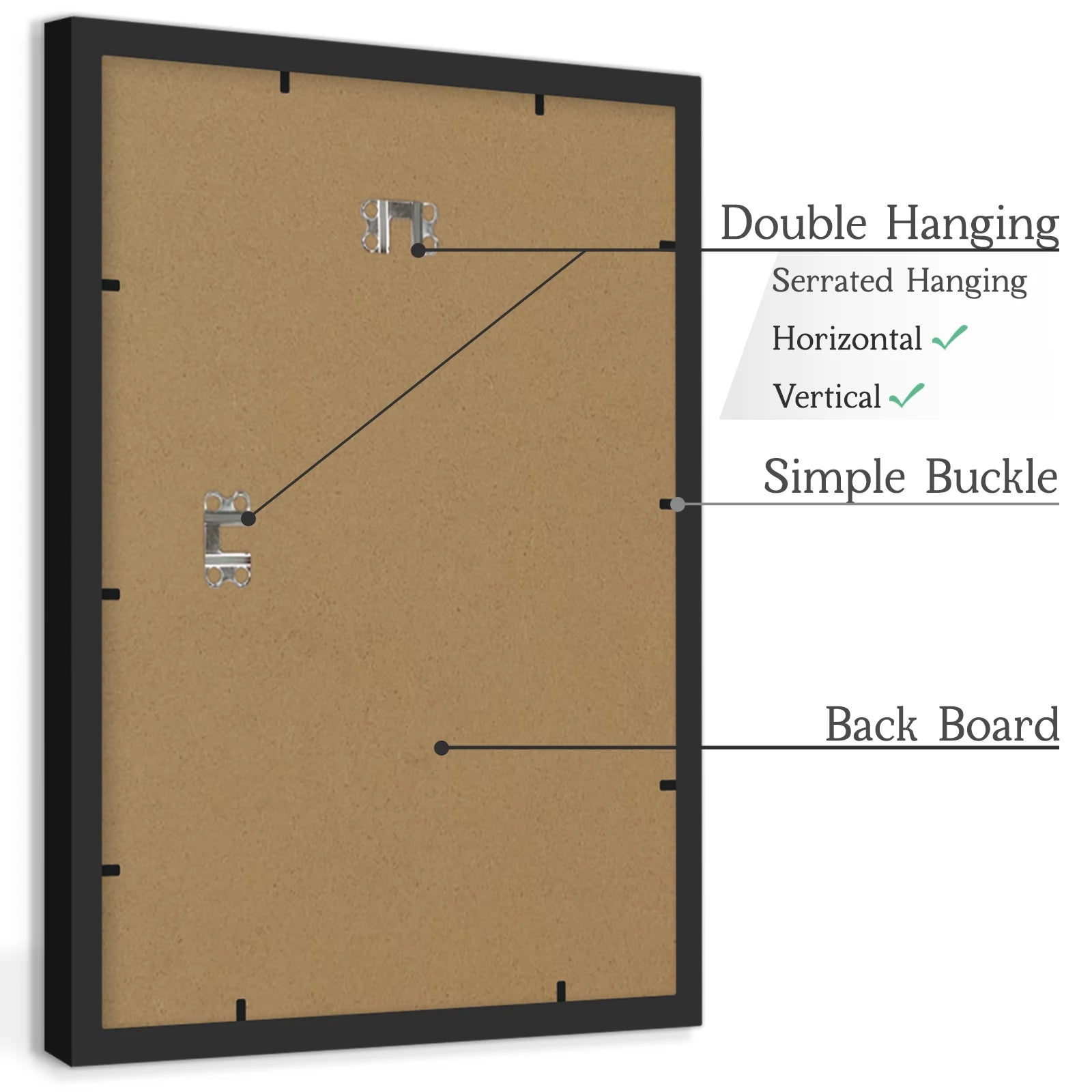 3pcs 11x14 Picture Frames Boxed Set, Display Pictures A4-Size With Mat or 11x14 Without Mat, Black/White/Burlywood Photo Frames - vue 6 sur 9