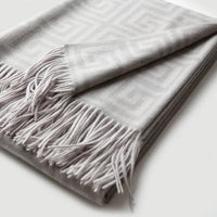 Plaid laine jacquard motif méandre style chinois chaud