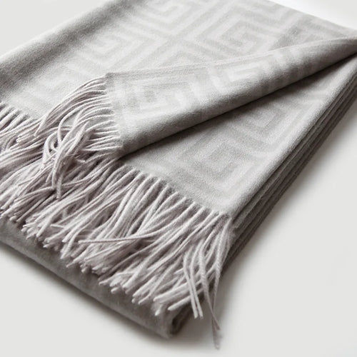 Plaid laine jacquard motif méandre style chinois chaud