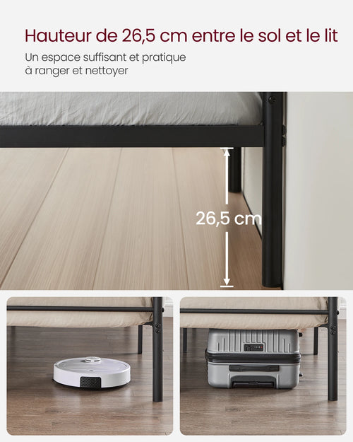 VASAGLE Single Bed Frame, Metal Bed Frame, Fits 90 x 190 cm Mattress, Easy Assembly, for Small Spaces, Guest Room - vue 4 sur 7