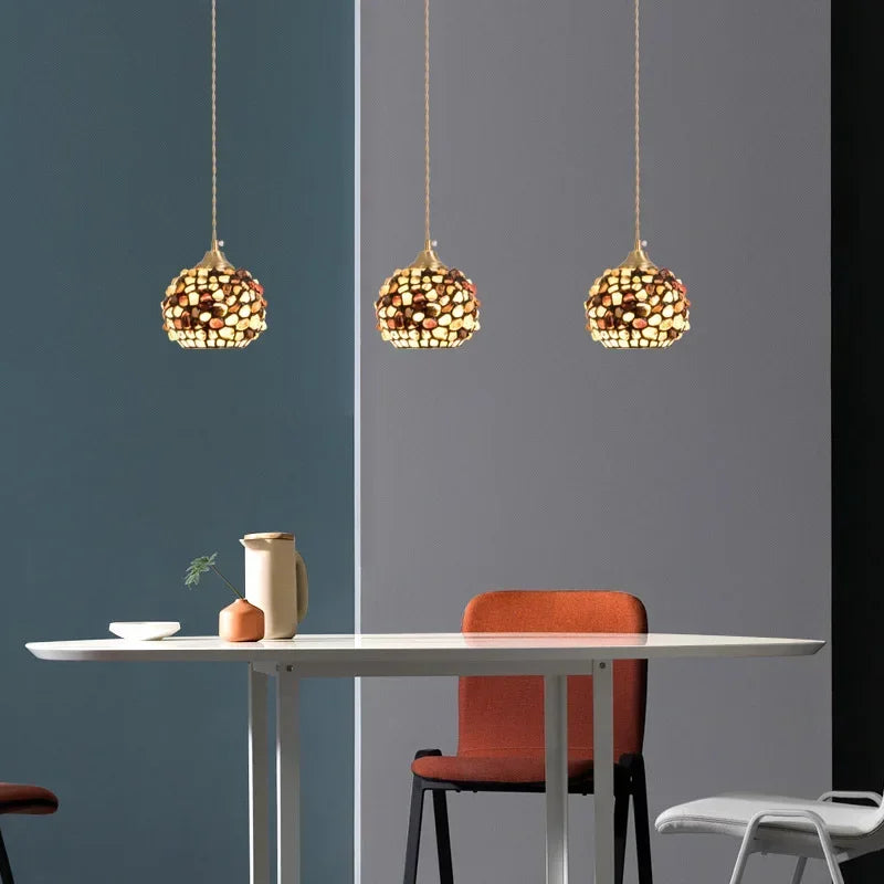 lustre en verre coquillage pour un décor bohème nordique - vue 4 sur 9