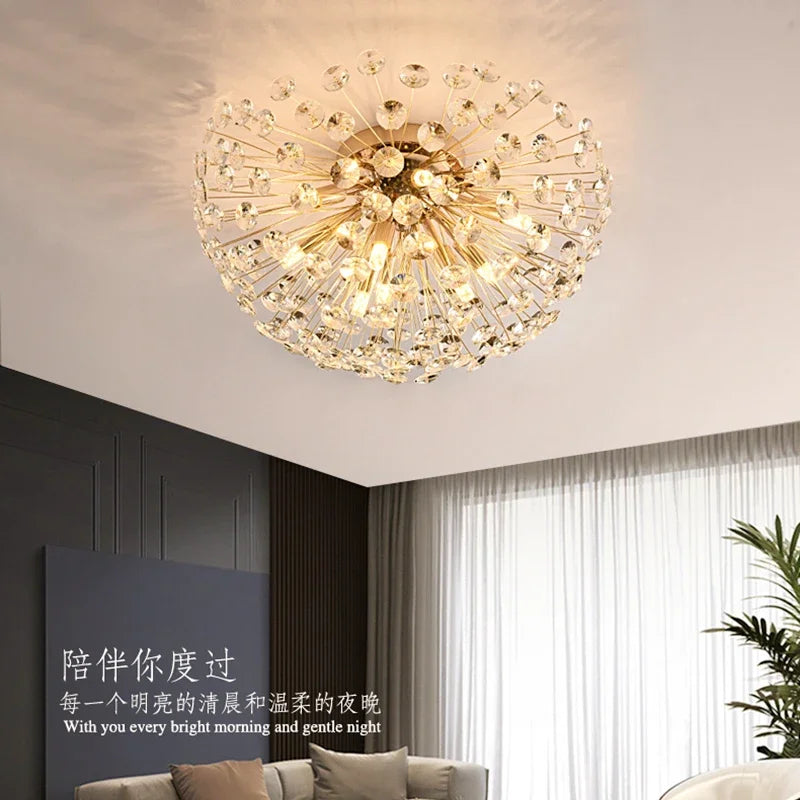 Dandelion Crystal Ceiling Light 2024 New Style Living Room, Bedroom, Study Decoration Light Creative Sun Flower LED Light - vue 4 sur 8