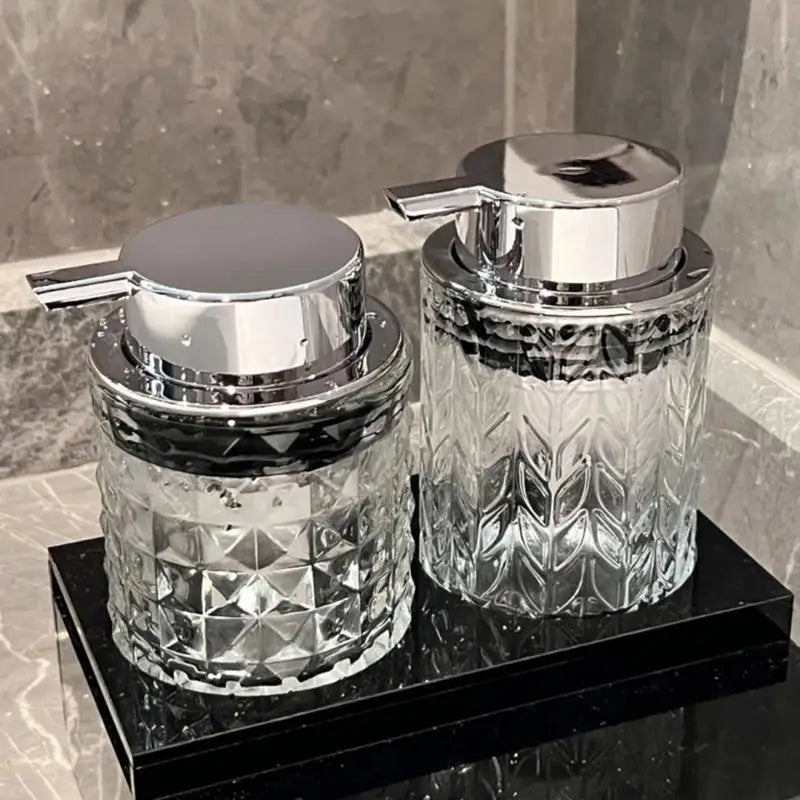 300ml Manual Soap Dispenser Transparent Glass Hand Sanitizer Bottle Container For Shampoo, Body Wash house Bathroom Accessories - vue 4 sur 8