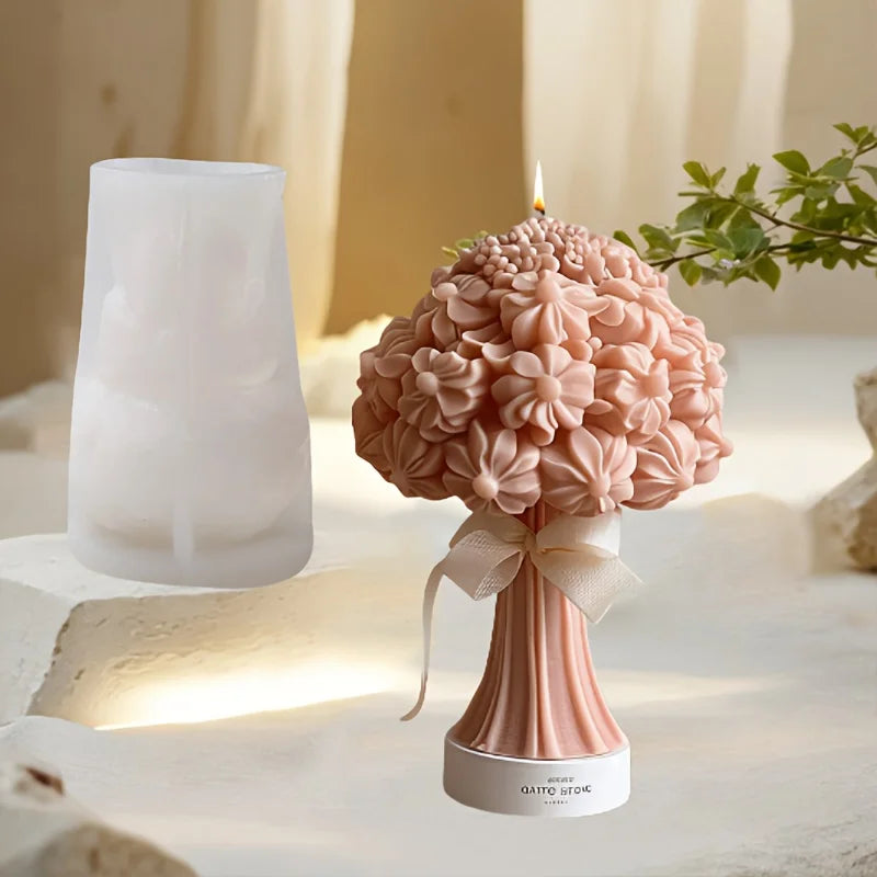 moule en silicone 3d bouquet de roses pour bougie - vue 6 sur 18