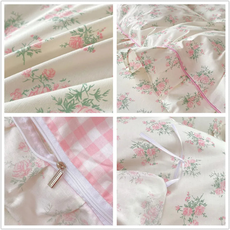 housse de couette florale en pur coton pour fille