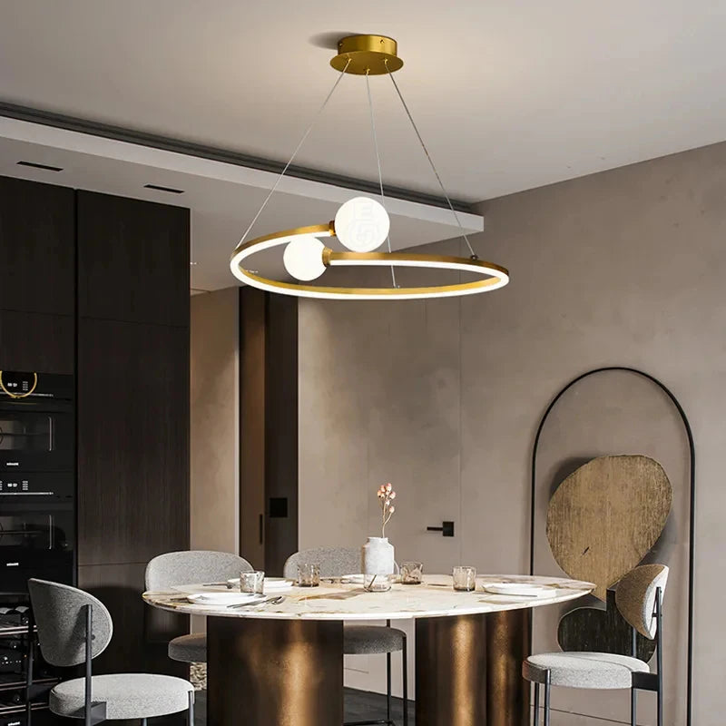 lustre led anneau créatif nordique éclairage suspension moderne