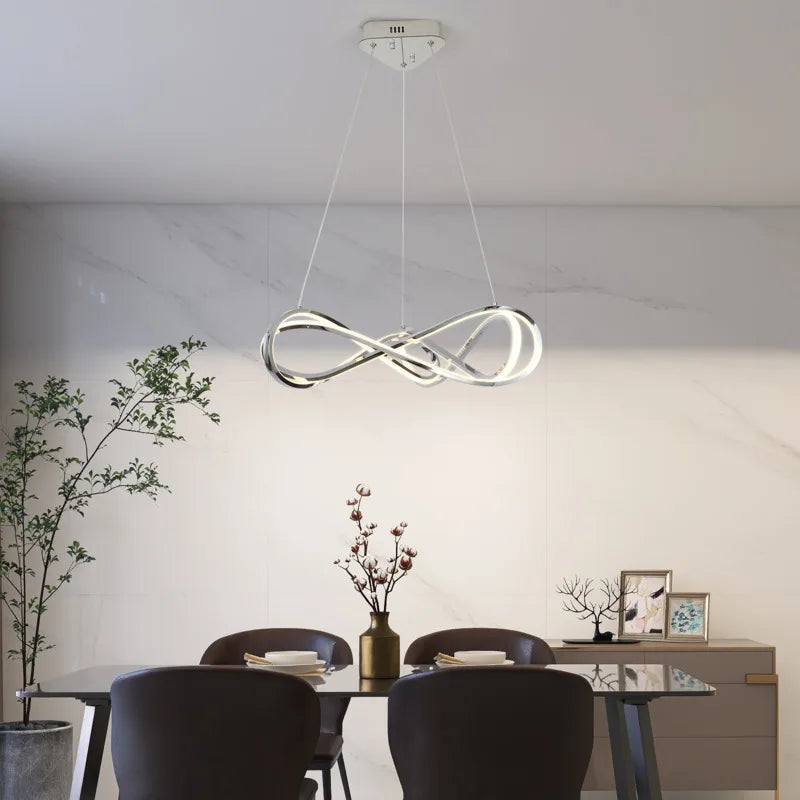 lustre led moderne avec télécommande design élégant et courbé - vue 3 sur 12