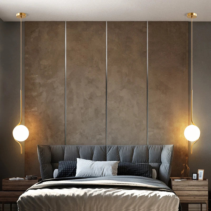 suspension en verre laiteux led créatives art déco - vue 4 sur 8