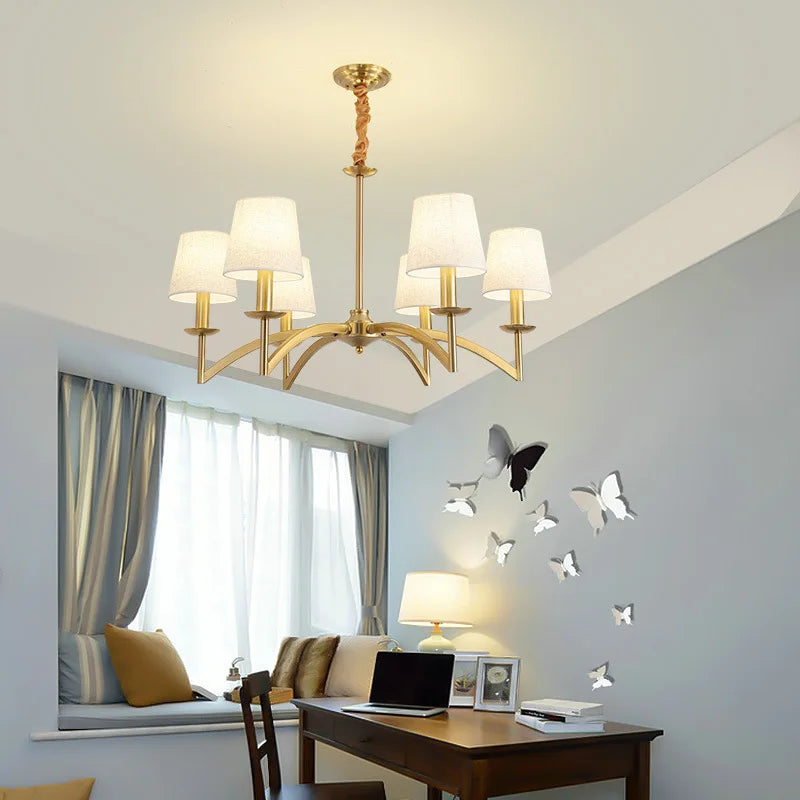 lustre rétro américain tissu led décoration cuisine éclairage suspendu - vue 4 sur 10