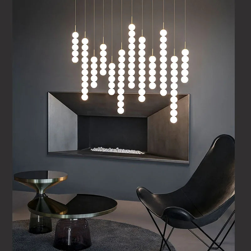 suspension design art deco en verre doré et chromé - vue 7 sur 13