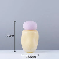 vase en verre décoratif avec couvercle pour fleurs artificielles
