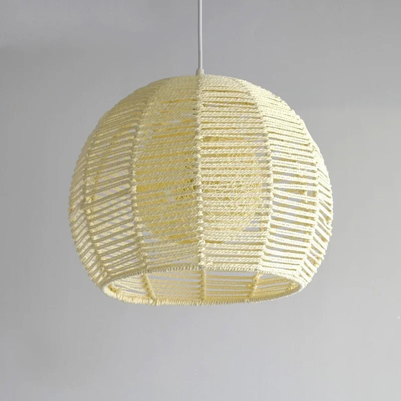 luminaire led nordique moderne en fer et corde de chanvre - vue 4 sur 14