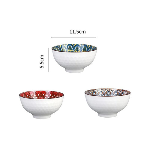 Ensemble bols ceramique motif floral boheme cuisine