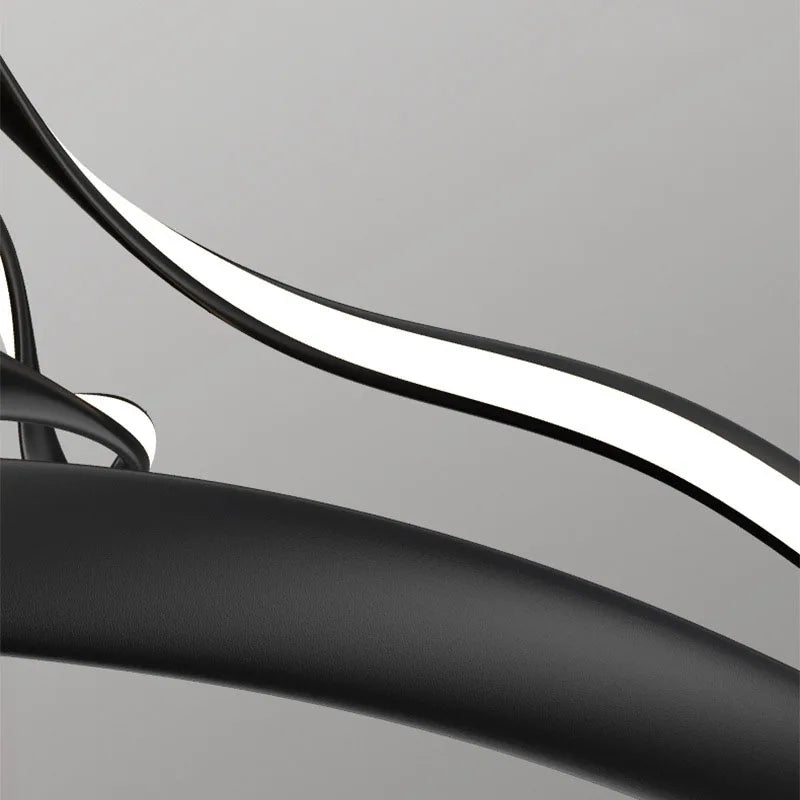 lustre led moderne aluminium anneau irrégulier simple réglable - vue 6 sur 21