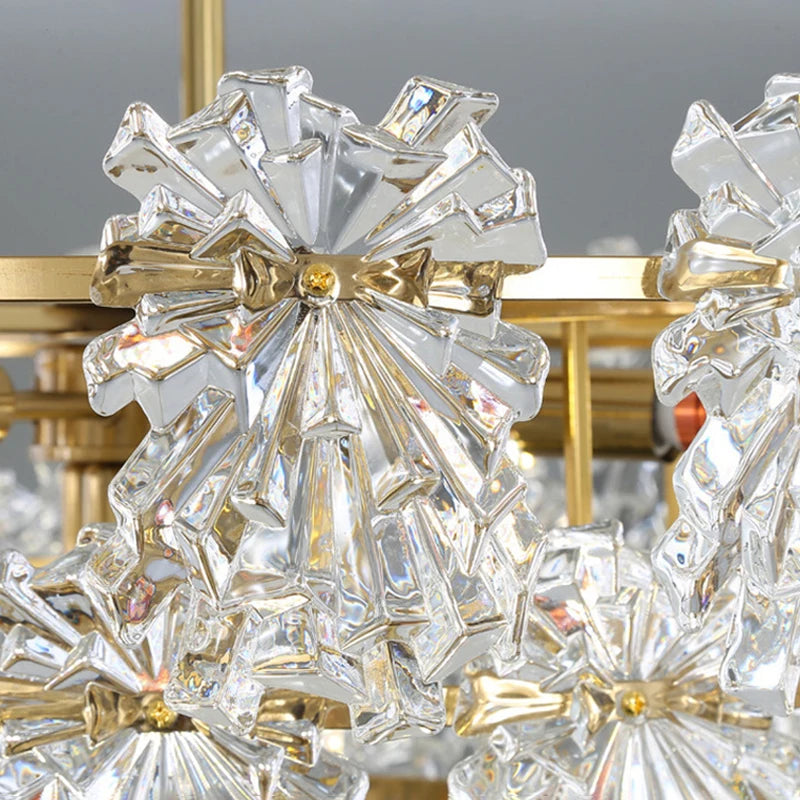 lustre moderne en cristal avec fleurs luminaire suspendu - vue 4 sur 9