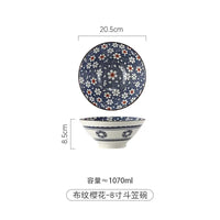 Bol ramen japonais ceramique motif floral grande capacite 12l