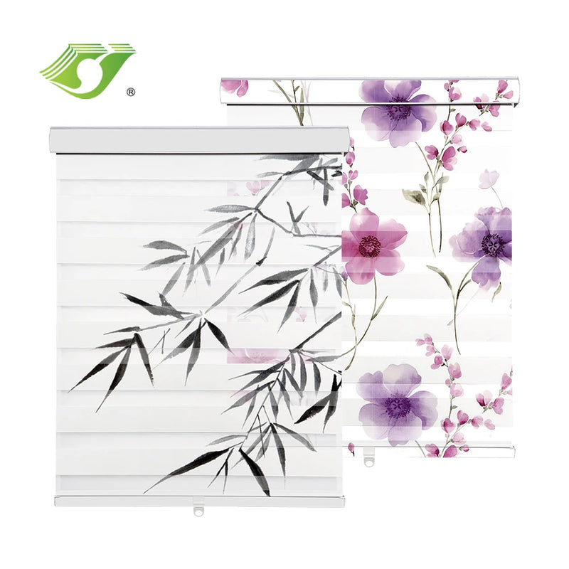 Store enrouleur zébré motorisé intelligent jour nuit fenêtre