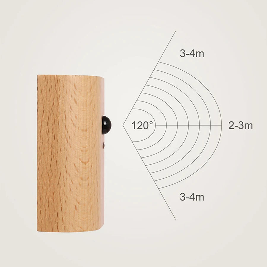 LED capteur de mouvement en bois Induction veilleuses sans fil USB Rechargeable applique murale chambre cuisine couloir escaliers éclairage - vue 4 sur 8