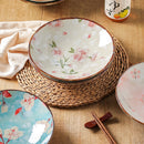 Assiettes creuses ceramique style japonais retro motif floral
