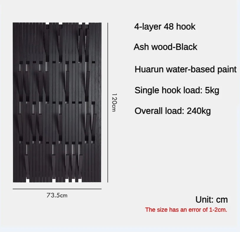 porte-manteau mural en bois pour vêtements et clés - vue 15 sur 18