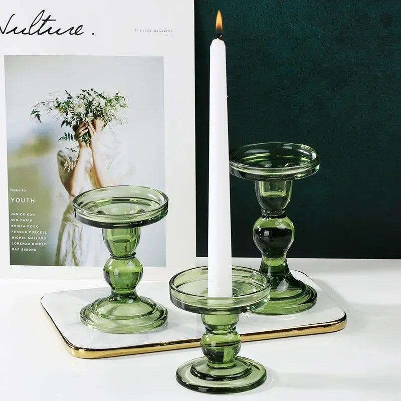 bougeoir en verre vintage pour décoration de mariage et intérieure