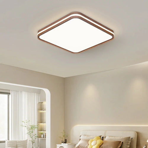 Minimalist nordic wooden ceiling light with modern LED lighting - vue 3 sur 12