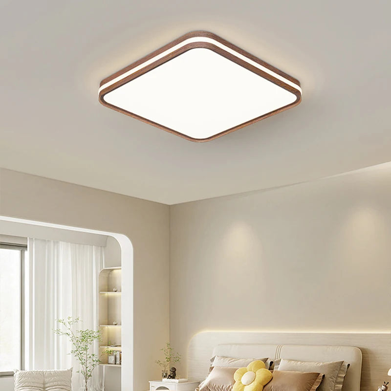 Minimalist nordic wooden ceiling light with modern LED lighting - vue 3 sur 12