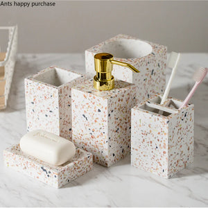 5-piece decorative resin bathroom set