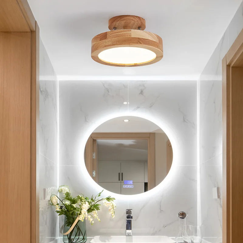 plafonnier nordique en bois led avec 3 températures de lumière - vue 7 sur 14